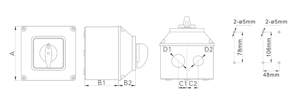 E1 B2,B3 Plastic Enclosure for Rotary Cam Switches Changeover Switches