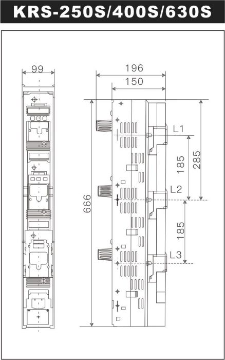 KRS 250A, 400A, 630A Panel Mounting Fuse Switch Disconnector