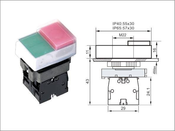 LA139A Metal Flat/Extended Button IP65