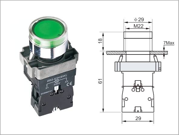 LA139A Metal Illuminated Flat Button