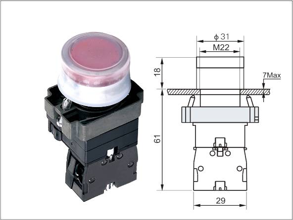 LA139A Metal Illuminated Resistance Flat Button IP65