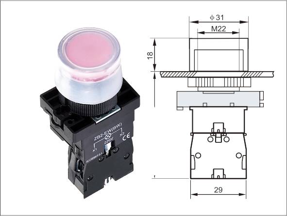 LA139A Plastic Illuminated Flat IP65