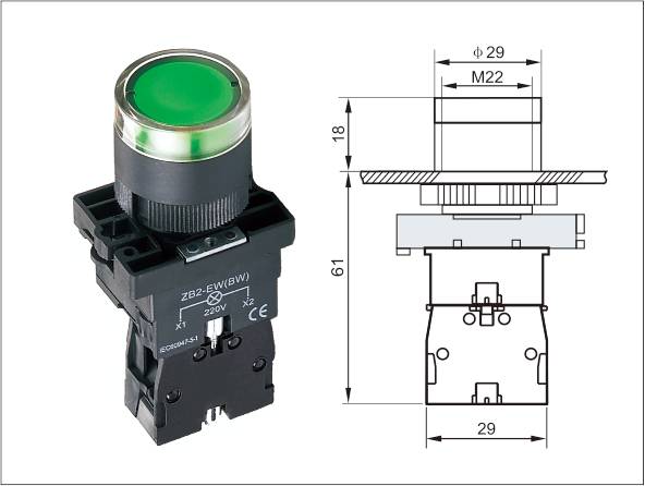 LA139A Plastic Illuminated Flat Button