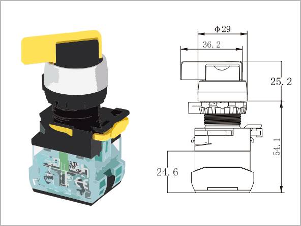 LA139R Push-in Wiring, Selector Switch-Swing Knob