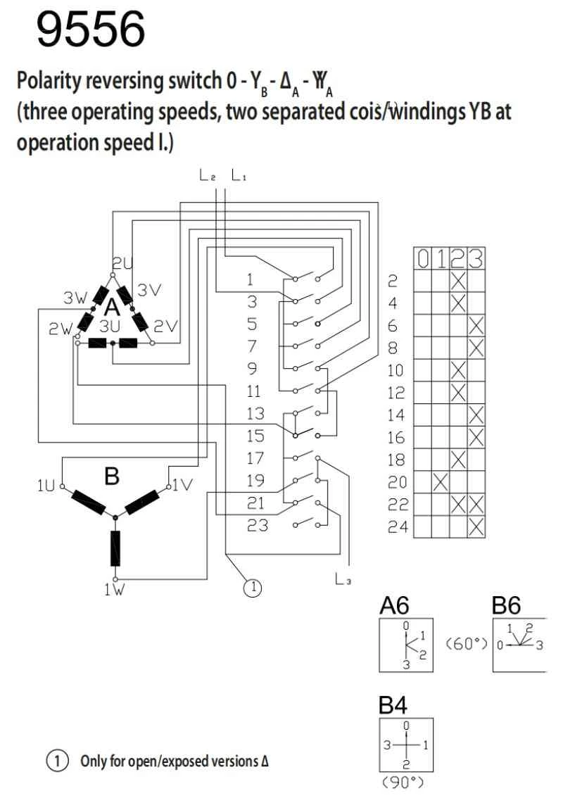 Konrak Dahlander switch diagram Polarity reversing switch 0-Y-D-YY
