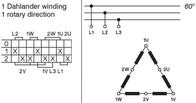 Konrak Dahlander winding switch diagram 0-1-2