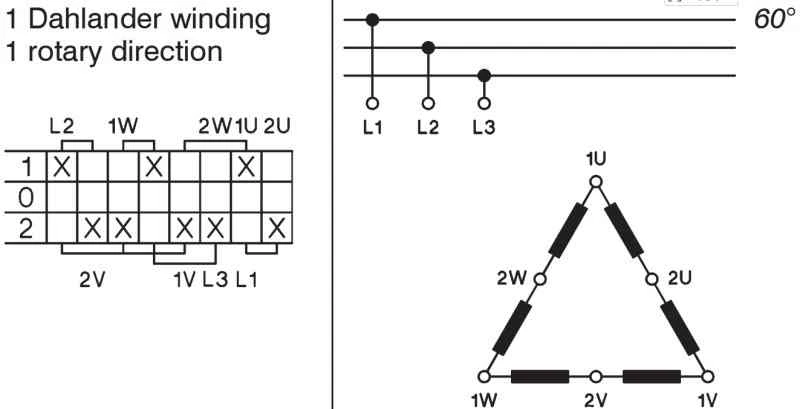 Konrak Dahlander winding switch diagram 1-0-2