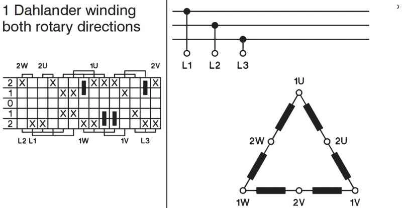 Konrak Dahlander winding switch diagram 2-1-0-1-2